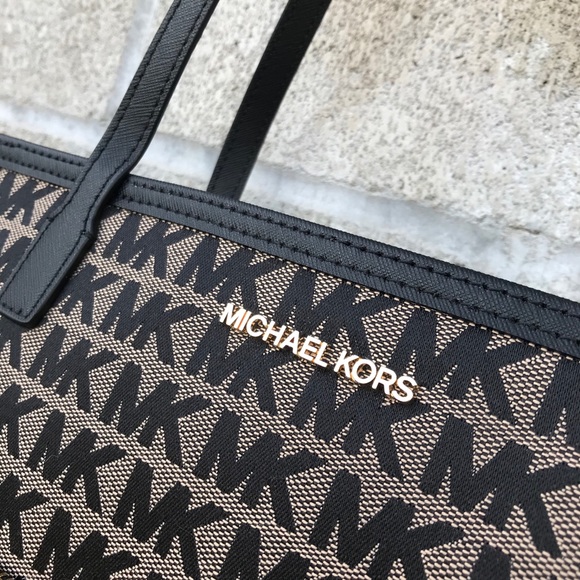MICHAEL KORS Black & Beige tote NWT - Picture 4 of 9